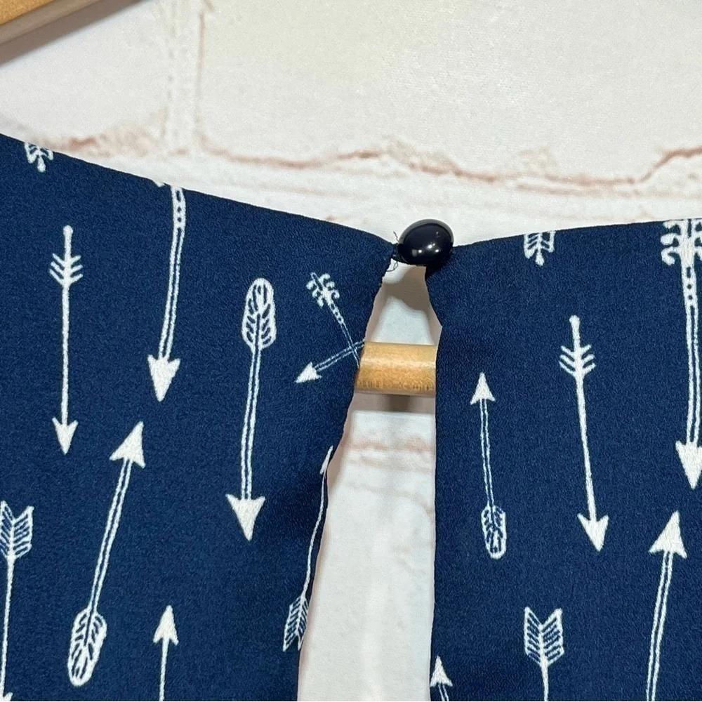 As u Wish Romper Womens Large Blue Tank Top Arrows Hearts V Neck Lined